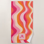 Roze Groovy retro esthetisch - Monogram Strandlaken (Voorkant)