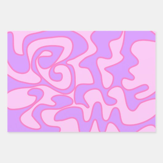 Roze Groovy Retro Fluid Art Uniek Inpakpapier Vel (Voorkant 2)