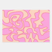 Roze Groovy Retro Fluid Art Uniek Inpakpapier Vel (Voorkant 3)