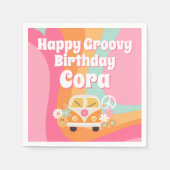 Roze Groovy Verjaardag Servet (Voorkant)