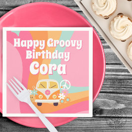 Roze Groovy Verjaardag Servet