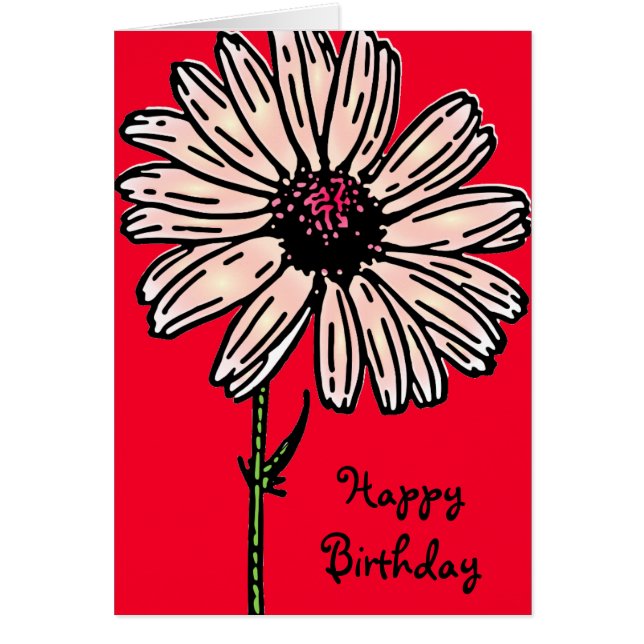  roze grote dagbloem op rood (Voorkant)