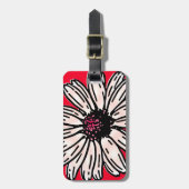 roze grote dagbloem op rood bagagelabel (Voorkant verticaal)