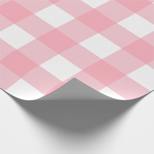 Roze Grote Gingham geruite cheques Cadeaupapier (Hoek)