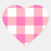 Roze Grote Gingham geruite cheques Hart Sticker (Voorkant)