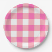 Roze Grote Gingham geruite cheques Papieren Bordje (Voorkant)