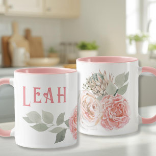 Roze grote letters naam mok Waterverf