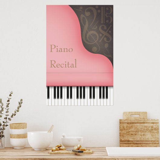 Roze Grote Piano Concert of Overweging Poster (Keuken)