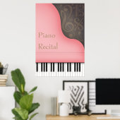 Roze Grote Piano  Concert of Overweging Poster (Thuiskantoor)