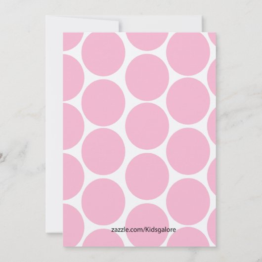 Roze grote polaire dot meisjes kaart (Achterkant)