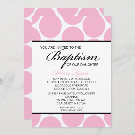 Roze grote polaire dot meisjes kaart (Voorkant / Achterkant)