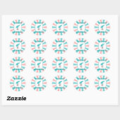 Roze | Grote verjaardag van de Turquoise Carnival  Ronde Sticker (Vel)