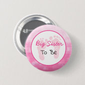 Roze grote zusje om Baby shower te worden Ronde Button 5,7 Cm (Voorkant /achterkant)