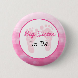Roze grote zusje om Baby shower te worden Ronde Button 5,7 Cm