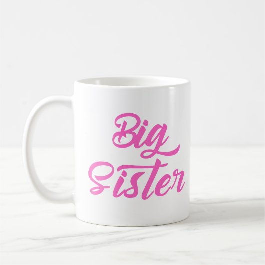 Roze Grote Zuster Typografie Koffiemok (Links)