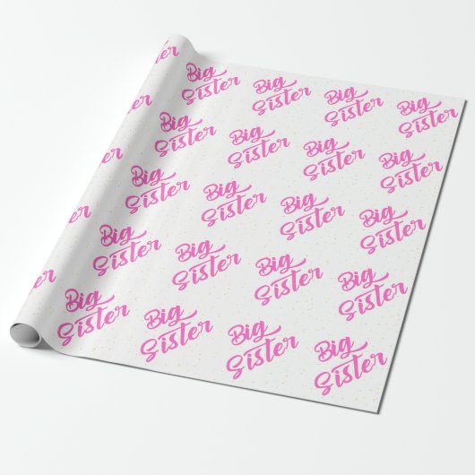 Roze Grote Zuster Typografie Met Glitter Cadeaupapier (Uitgerold)