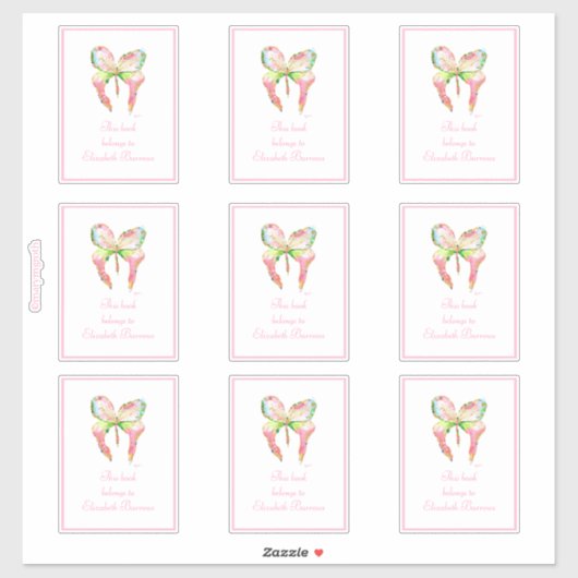 Roze Groth Vlinder Boekplaat Sticker (Vel)