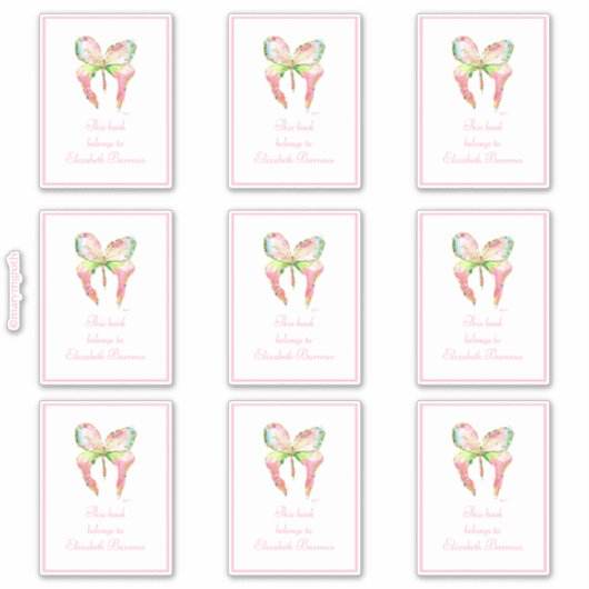 Roze Groth Vlinder Boekplaat Sticker (Voorkant)