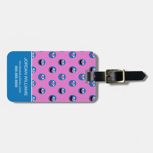 Roze Grover Face Pattern Bagagelabel (Voorkant horizontaal)
