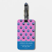 Roze Grover Face Pattern Bagagelabel (Achterkant verticaal)