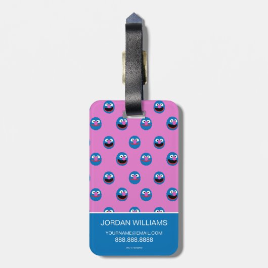 Roze Grover Face Pattern Bagagelabel (Achterkant verticaal)