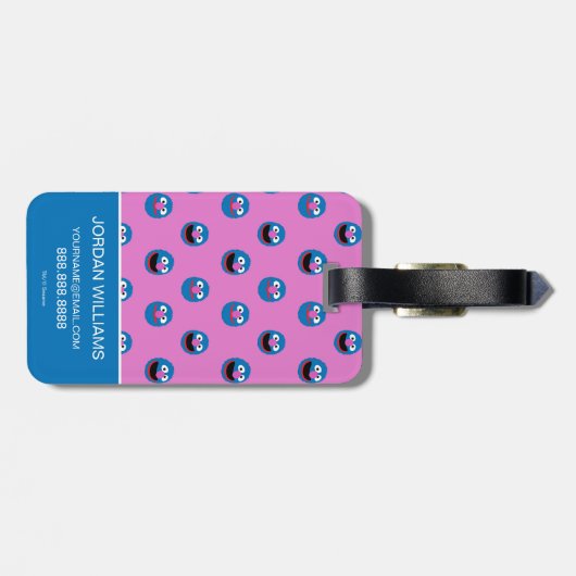 Roze Grover Face Pattern Bagagelabel (Achterkant horizontaal)