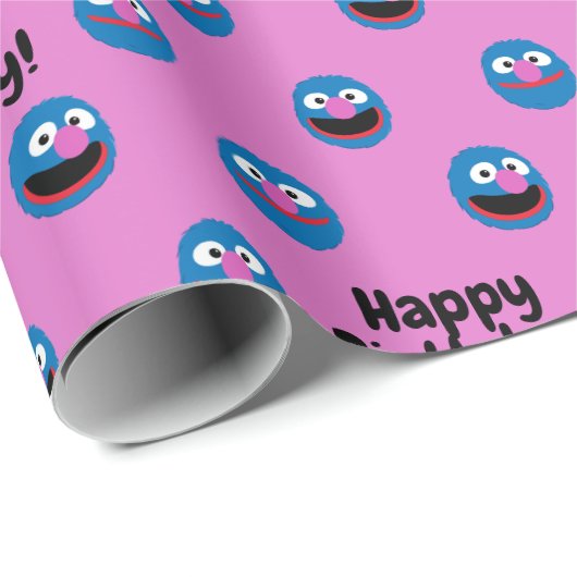 Roze Grover Face Pattern Cadeaupapier (Rol Hoek)