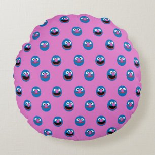 Roze Grover Face Pattern Rond Kussen