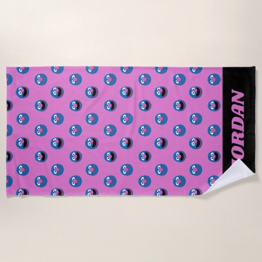 Roze Grover Face Pattern Strandlaken (Voorkant)