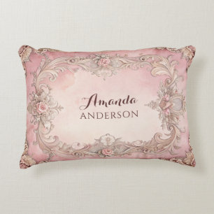 Roze Grunge Antieke Lijst Accent Kussen