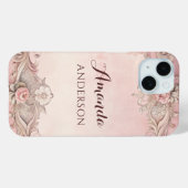 Roze Grunge Antieke Lijst Decoupage Case-Mate iPhone Case (Achterkant (horizontaal))
