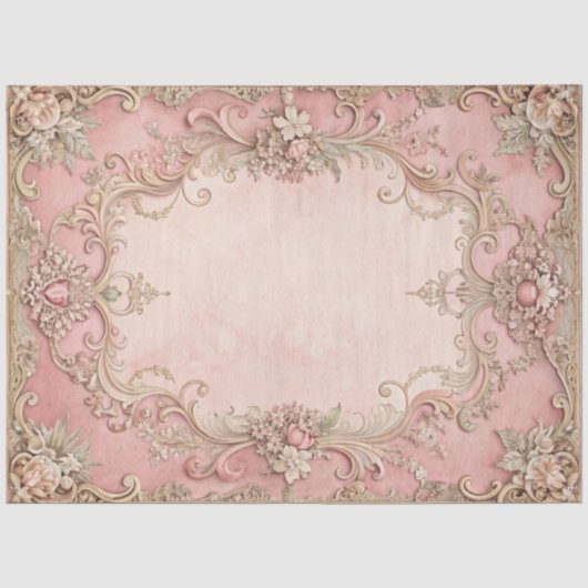 Roze Grunge Antieke Lijst Decoupage Tissuepapier (Voorkant)