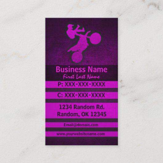 Roze grunge crossmotor aangepaste visitekaartjes (Voorkant)