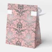 Roze grunge Damask Bedankdoosjes (Achterkant)