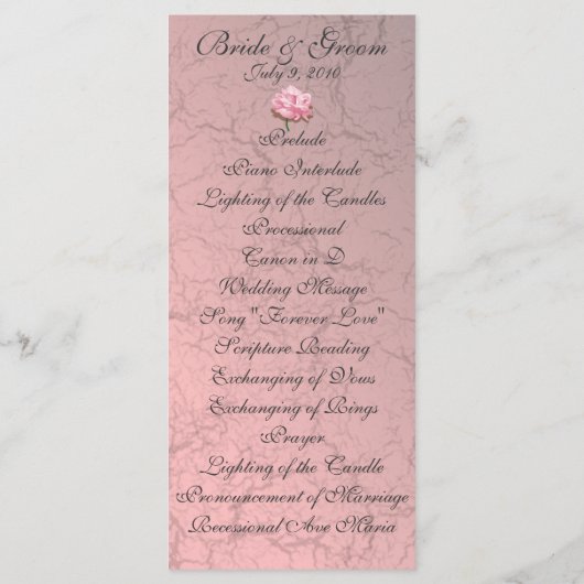 Roze Grunge Damask Trouwprogramma Kaart (Achterkant)