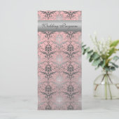 Roze Grunge Damask Trouwprogramma Kaart (Staand voorkant)