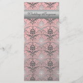 Roze Grunge Damask Trouwprogramma Kaart (Voorkant)