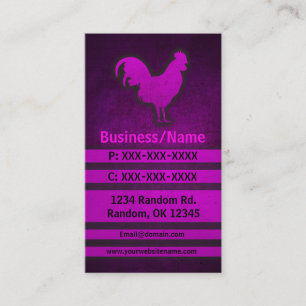 Roze grunge haan kip aangepaste visitekaartjes