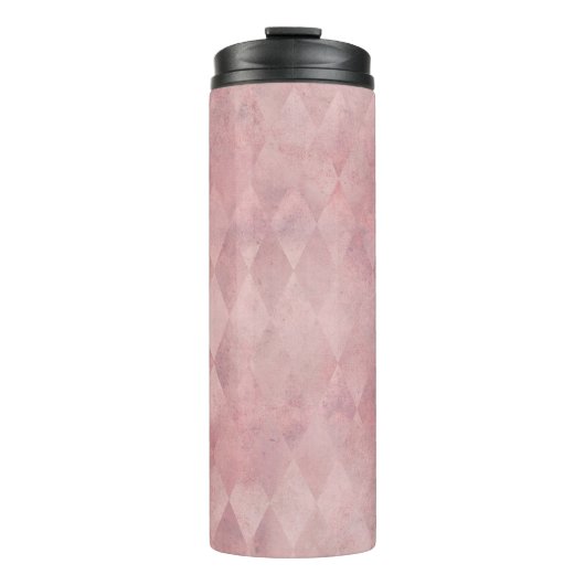 Roze Grunge Harlekijnpatroon Thermosbeker (Voorkant)