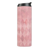 Roze Grunge Harlekijnpatroon Thermosbeker (Gedraaid links)