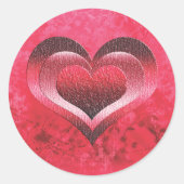 Roze grunge hart ronde sticker (Voorkant)