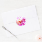 Roze Grunge herfstbloemen Ronde Sticker (Envelop)