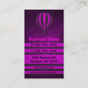 Roze grunge hete luchtballon aangepaste visitekaar visitekaartje