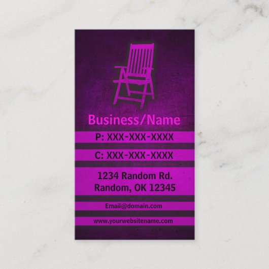 Roze grunge stoel aangepaste visitekaartjes (Voorkant)
