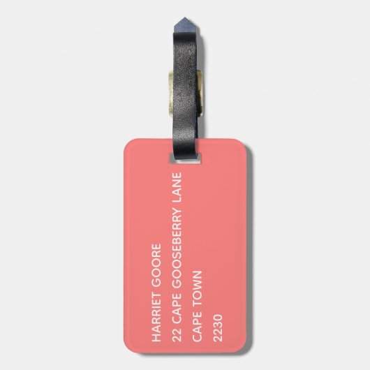 Roze guave-kleurnaam bagagelabel (Achterkant verticaal)