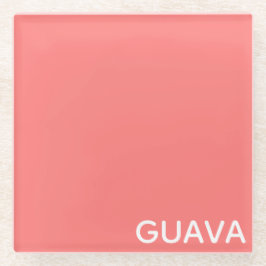 Roze guave-kleurnaam glazen onderzetter
