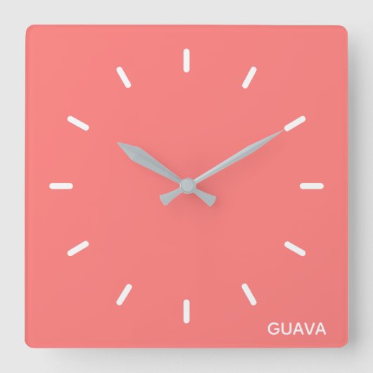 Roze guave-kleurnaam vierkante klok (Voorkant)