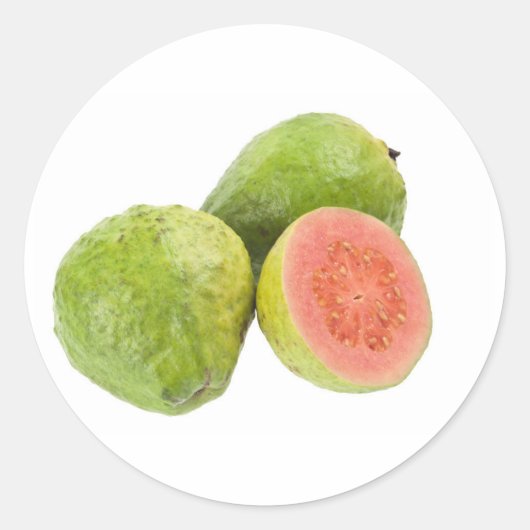 Roze guavrucht ronde sticker (Voorkant)