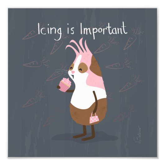 Roze Guinee-pin met Cupcake Art Foto afdrukken (Voorkant)