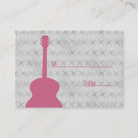 Roze Guitar Grunge Place Card Plaatskaartje (Voorkant)